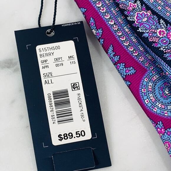 HART SCHAFFNER MARX Tie 100% Silk 58" x 3" Blue Purple Paisley Necktie Italy NWT - Picture 10 of 10